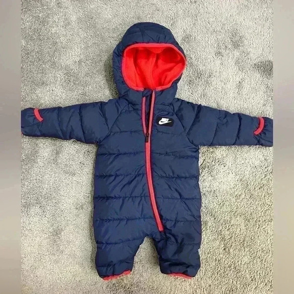Nike baby snow suit infant size 3M red and navy blue - Picture 1 of 10